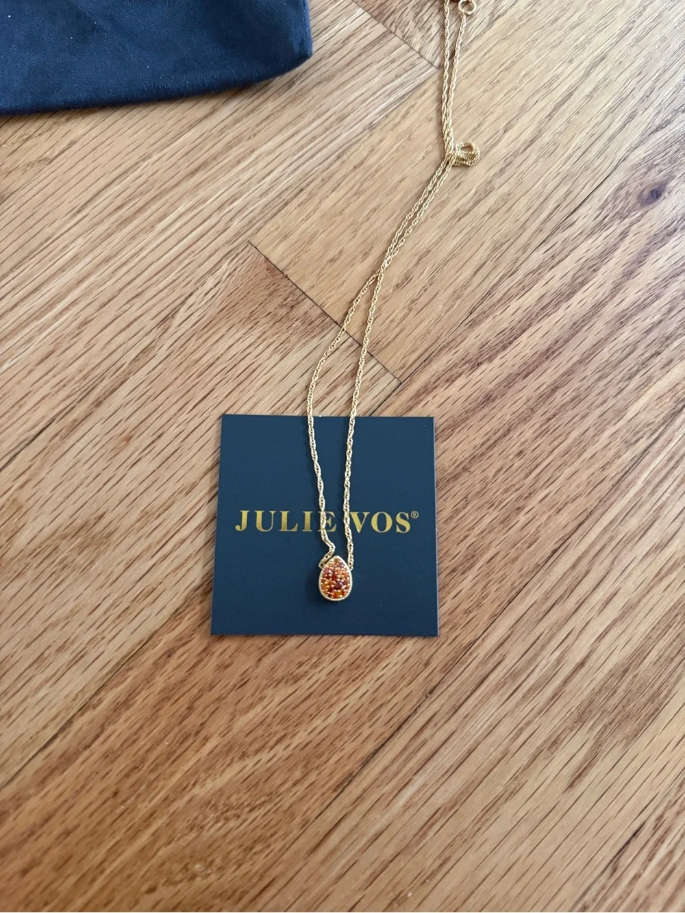 Julie Vos birthstone teardrop delicate necklace January garnet